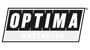 Optima Batteries logo with black and white text