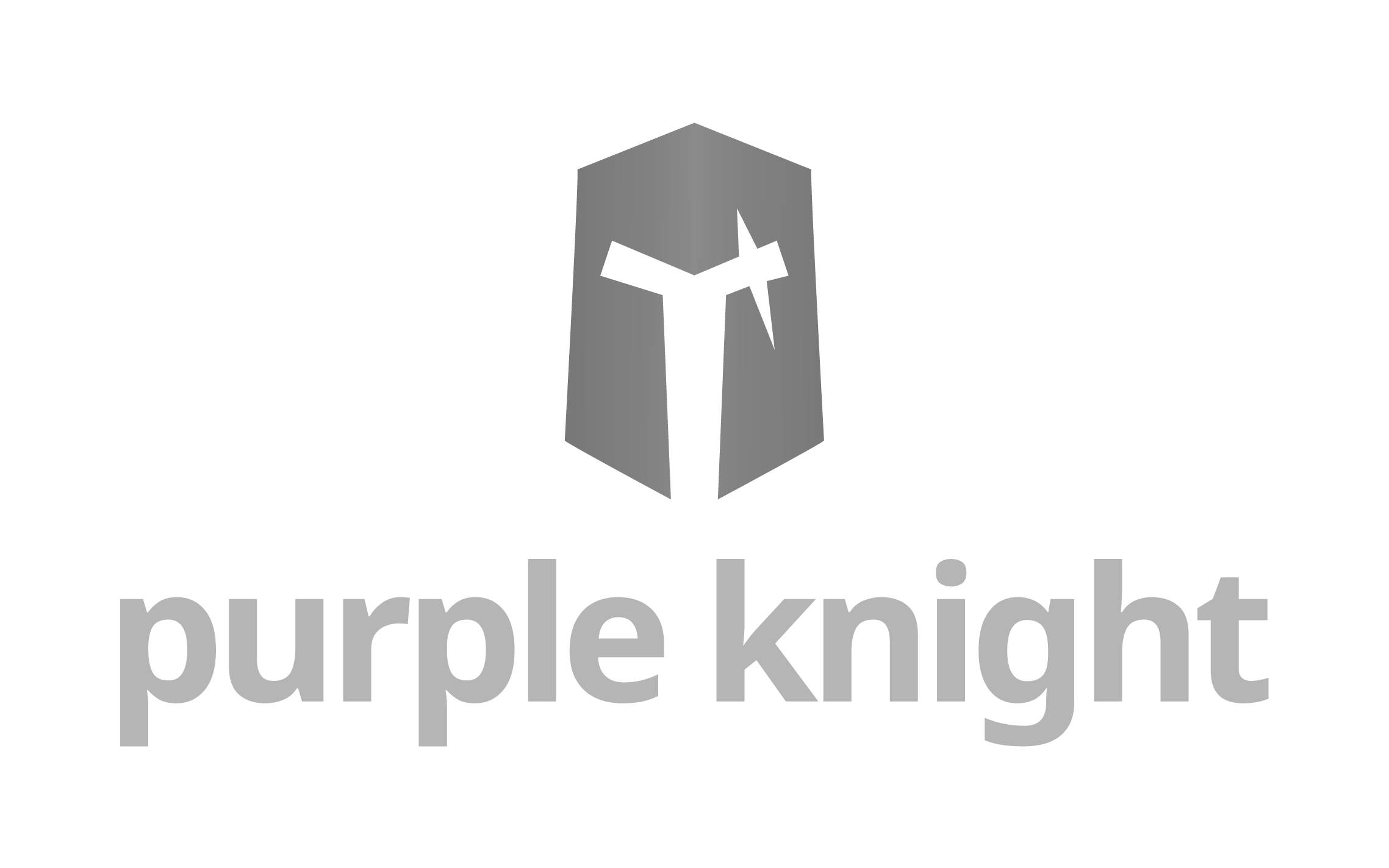 Logo with a shield and a sword, with the words "purple knight" underneath.