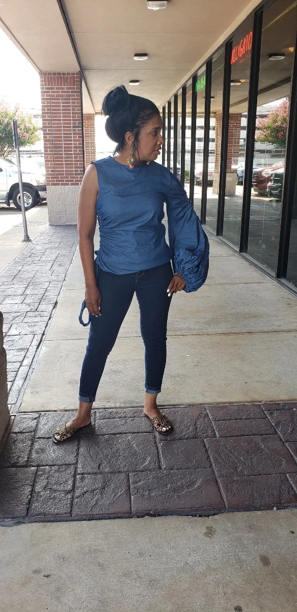 The Tracy puff sleeve top - Denim