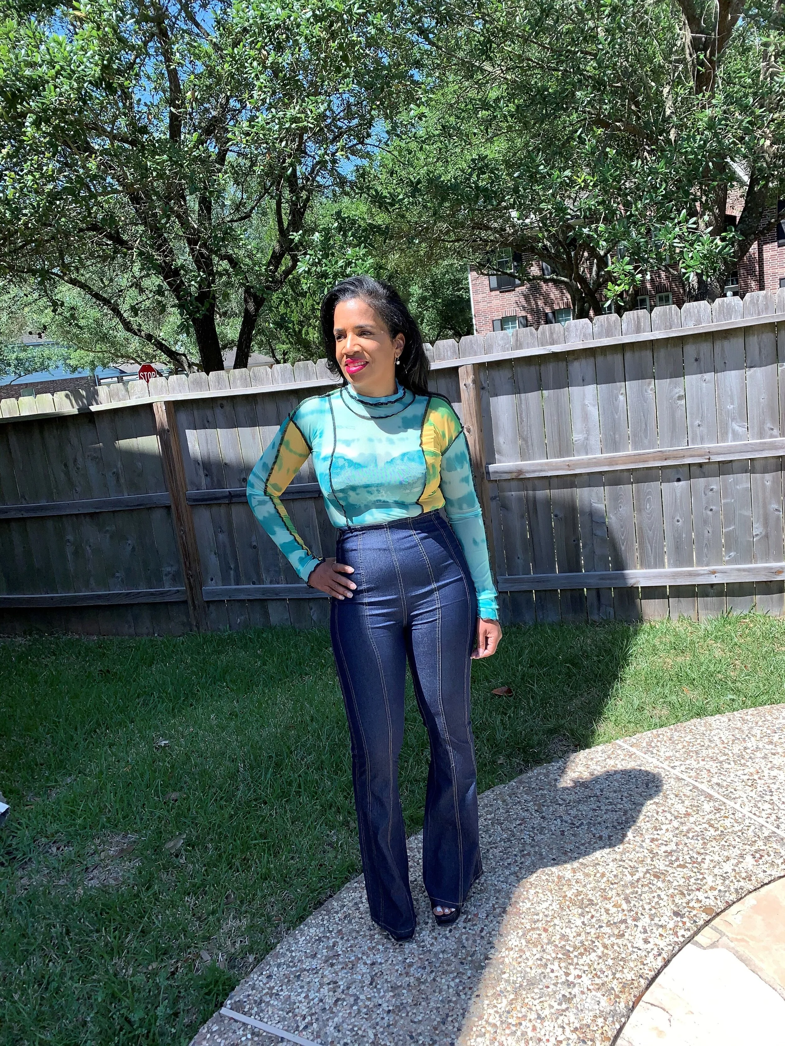 The CoCo top (Sheer Mesh) multi  (Green)