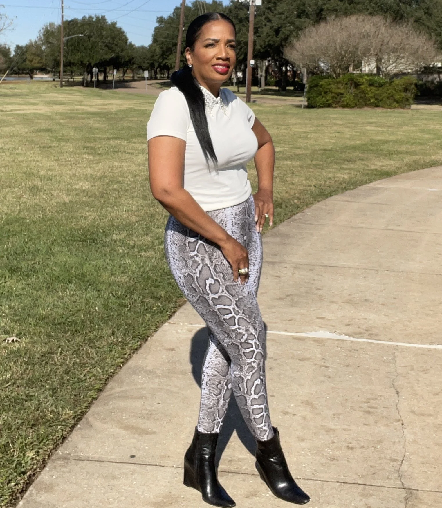 Snake print leggings - Grey & White