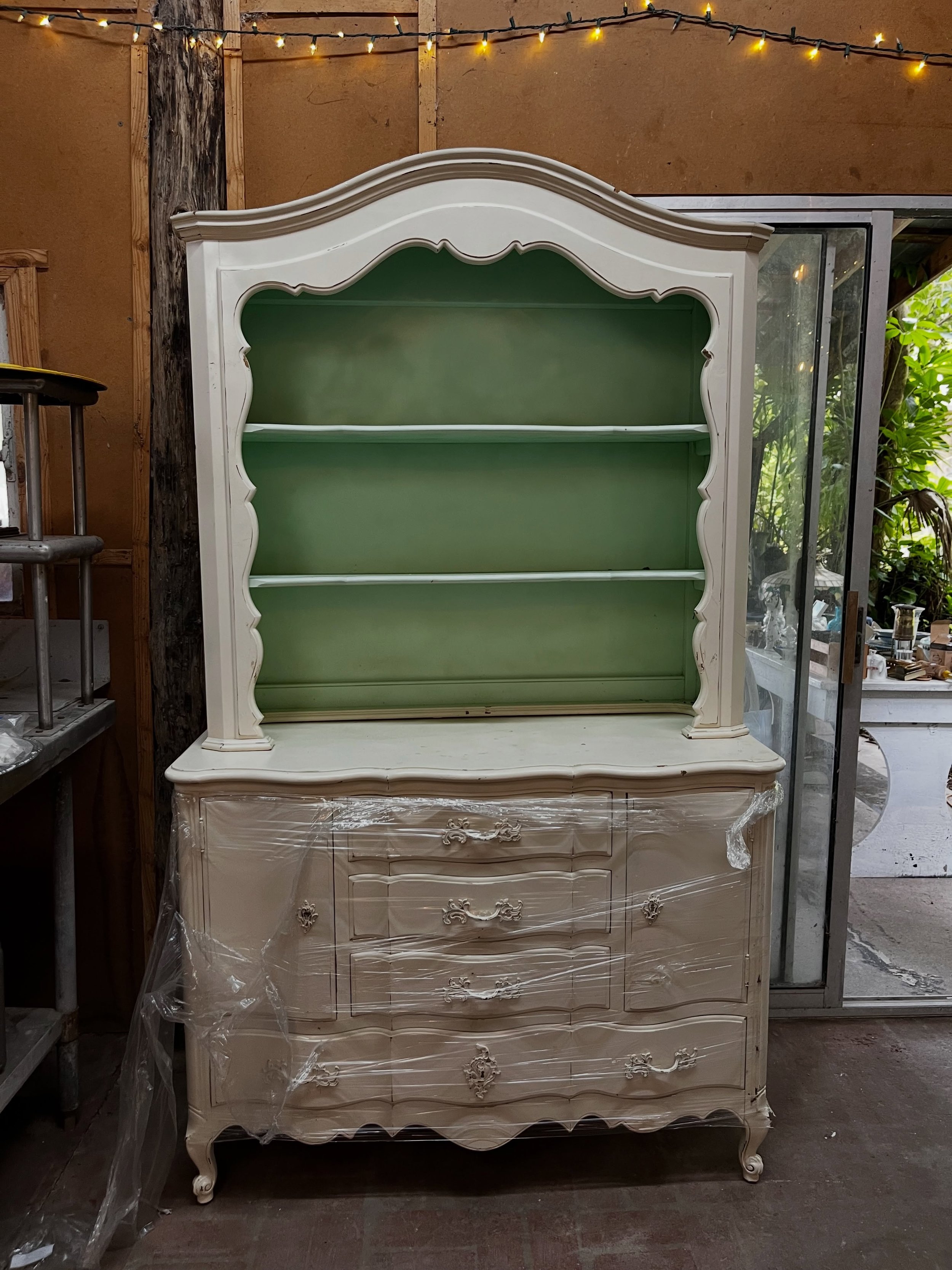 Honestly surprised these are still here but this cabinet / dresser and wardrobe are so cute together! Dm for pricing! 🥰✨ the top vanity on cabinet is separate but also quite adorable  all for sale and the best antique sale is October 2-3!