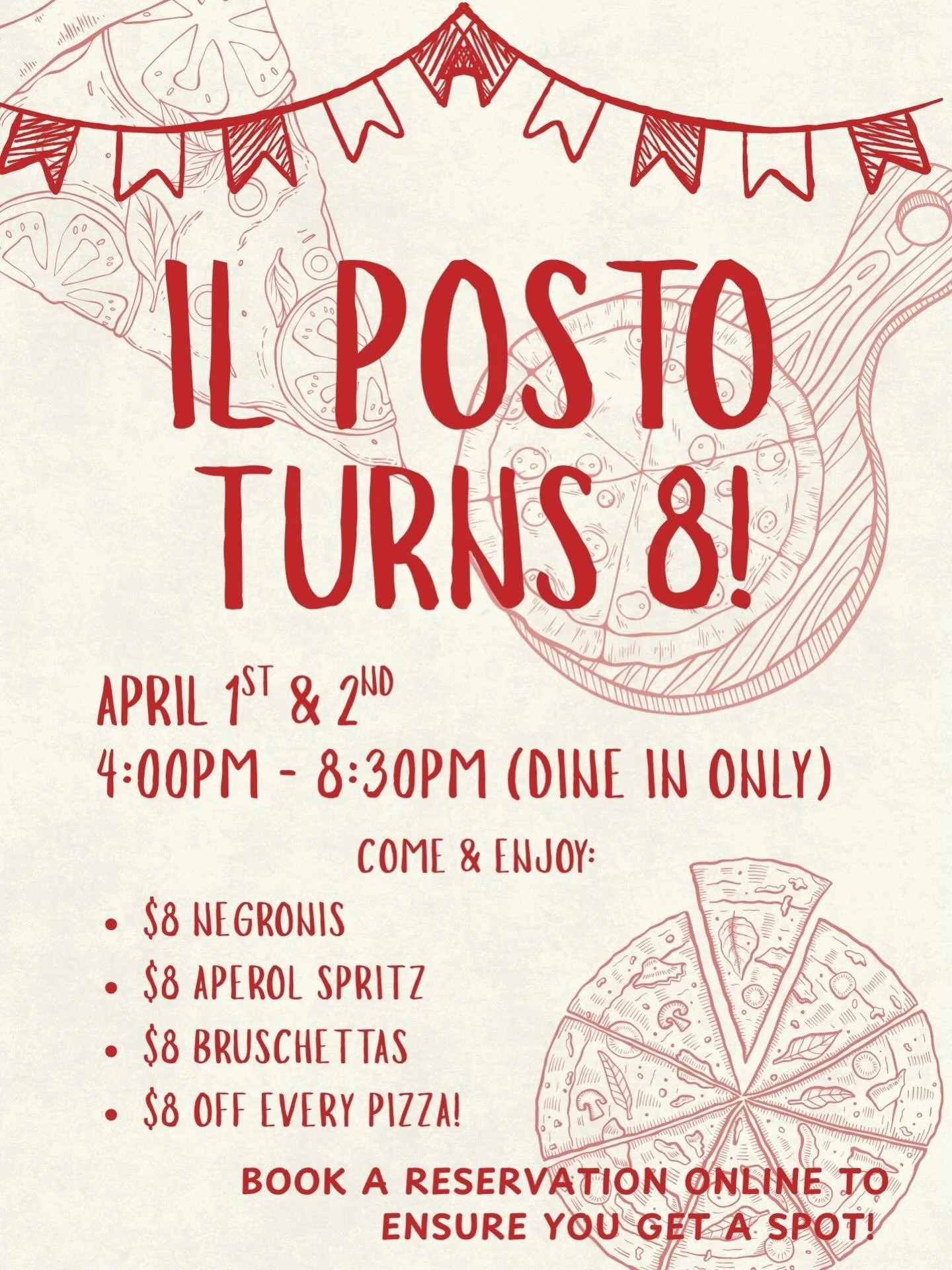 CAN&rsquo;T EVEN BELIEVE IT!! 

Eight crazy and amazing years of feeling so much love from this community, building a team of absolute aces, and eating so much pizza 🍕🤍

Come eat and drink with us this week - Love you all! 

PS. Follow, like and th