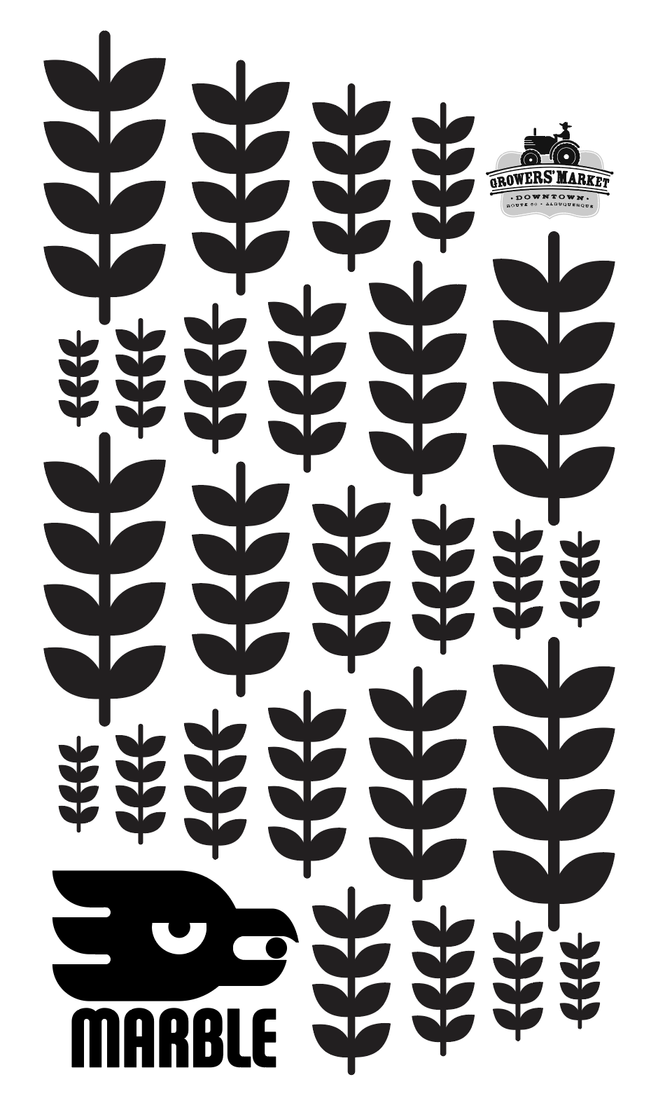 Apparel design for Hops and Harvest (Both the Marble logo and Downtown growers market logos were not designed by me)