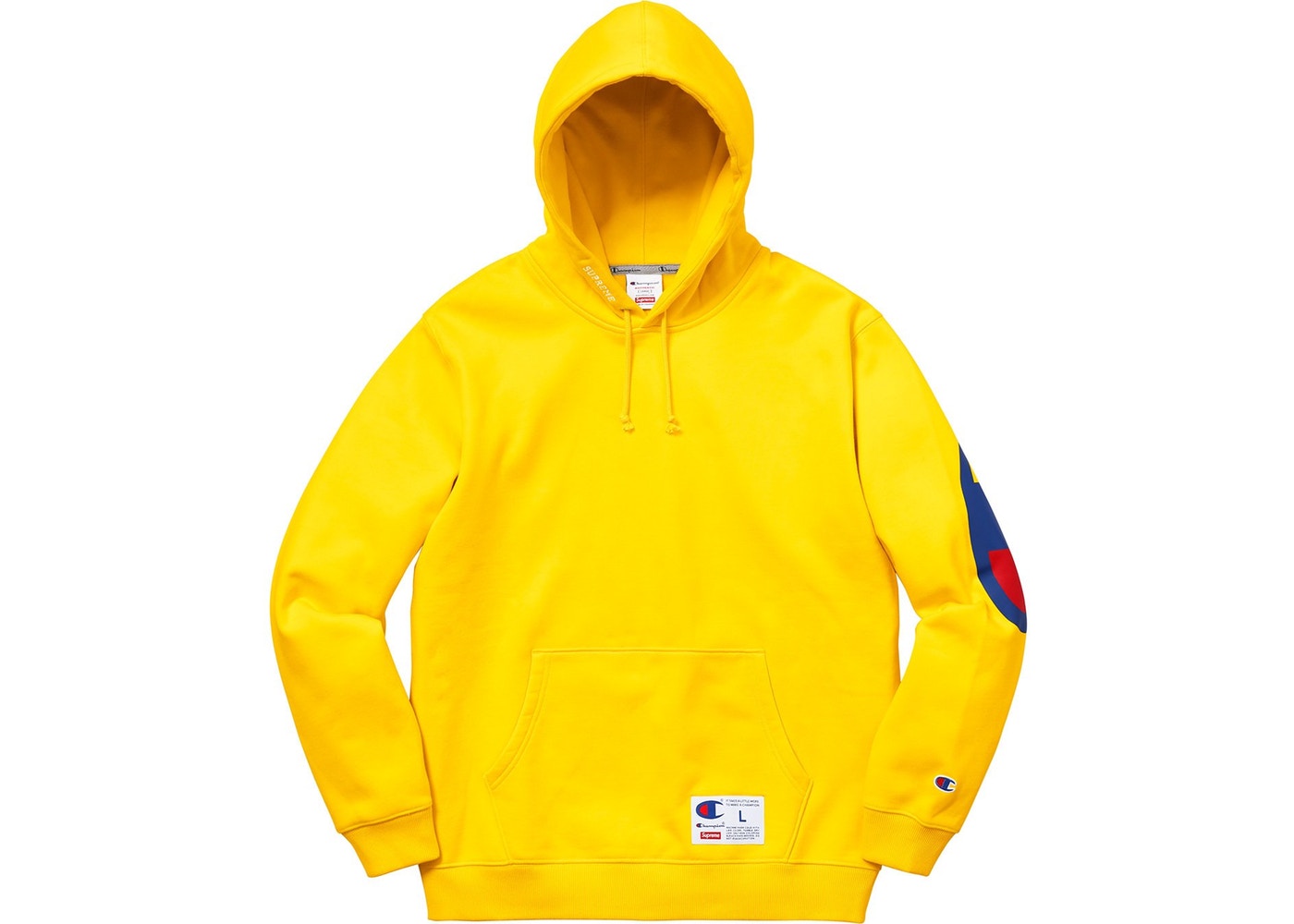 supreme x champion hoodie yellow
