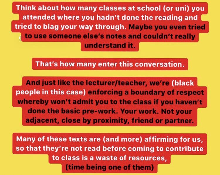 You’re not entitled to an A grade in understanding the lived black experience with a C in effort.