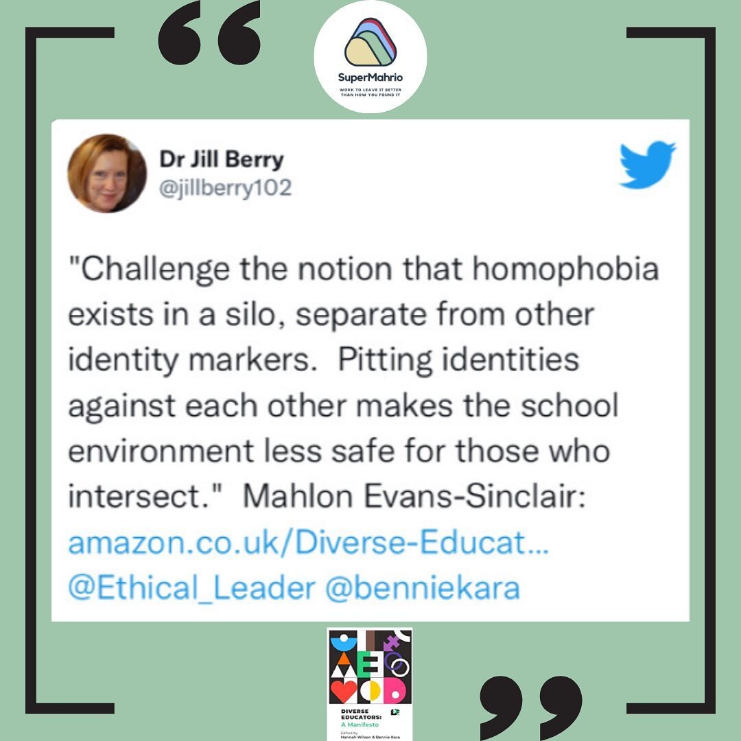 🗣And that&rsquo;s on&hellip; &hellip;Jill&rsquo;s snippet of my essay in the sexual orientation chapter in the @diverseeducators &lsquo;A Manifesto&rsquo; book.

Search for Dr Jill Berry (@jillberry102) on Twitter to see snippets of ALL the essays a