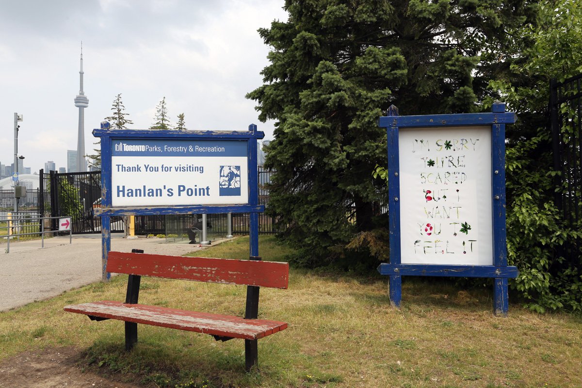  Watercolour Painting Printed on Vinyl  Installed at Hanlan’s Point, Toronto Island, June 2023 