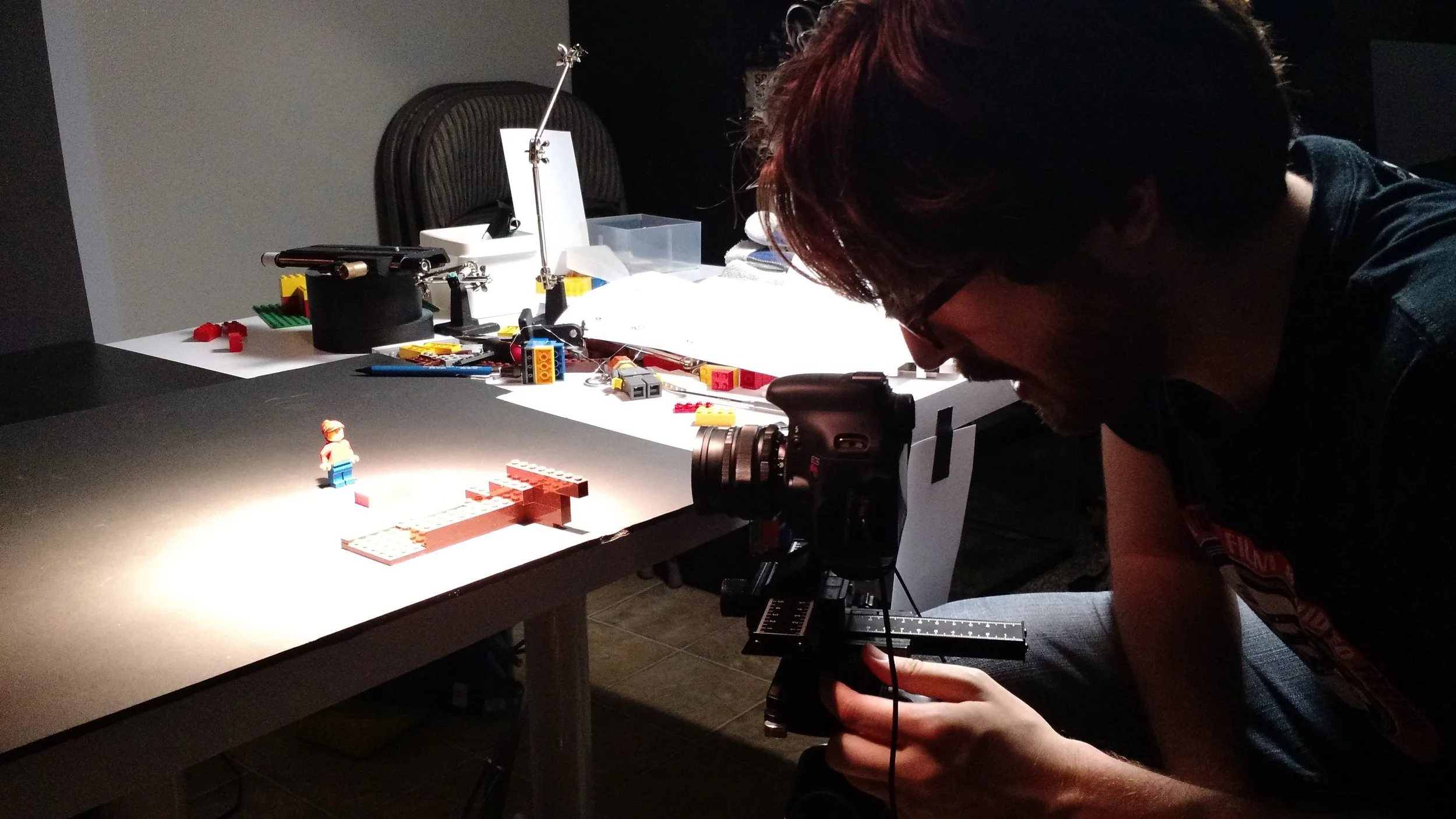 Philip animates the LEGo tape recorder assembling itself