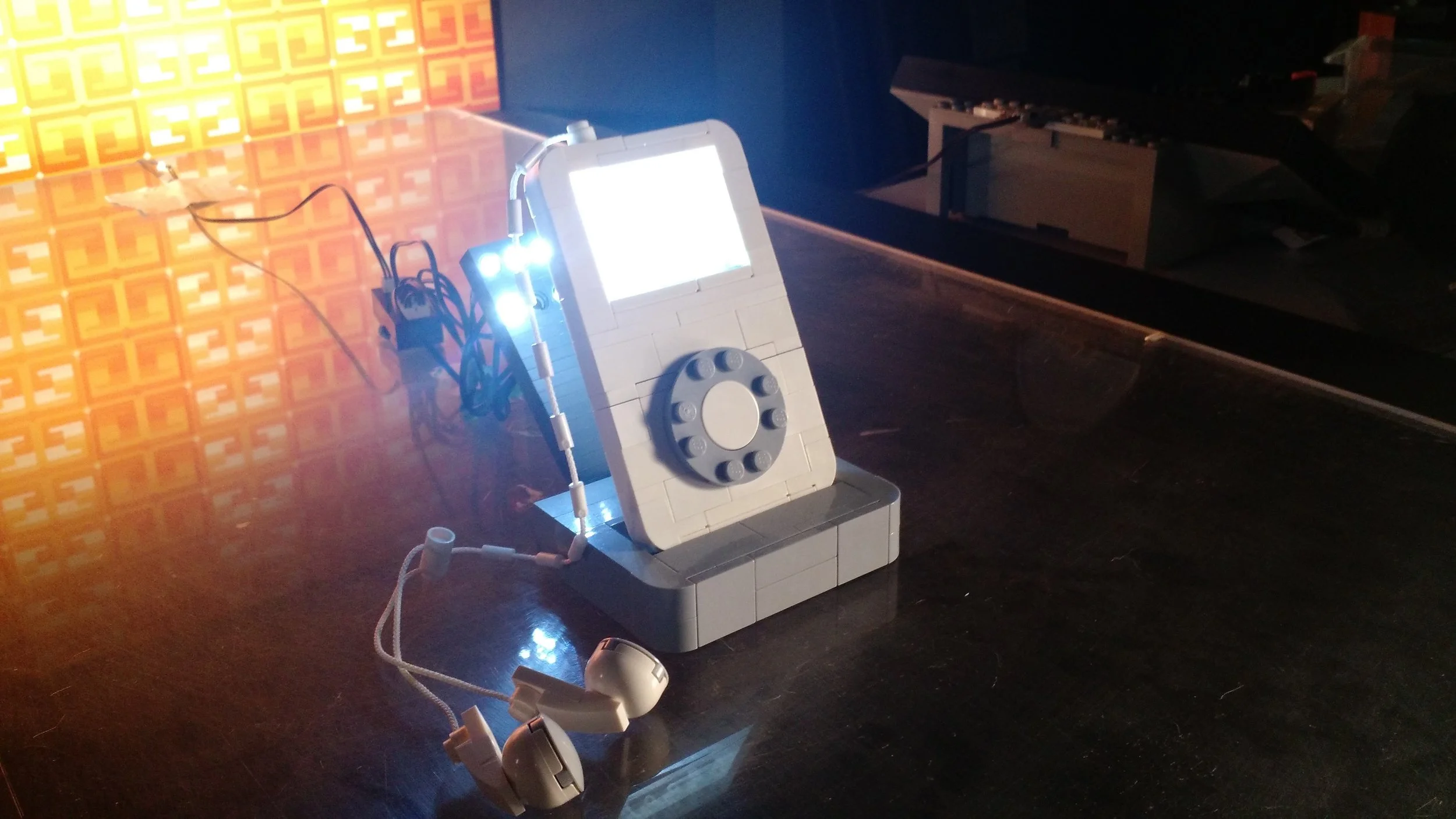 Models were lit up with small LEDs so that "screens" lit up properly