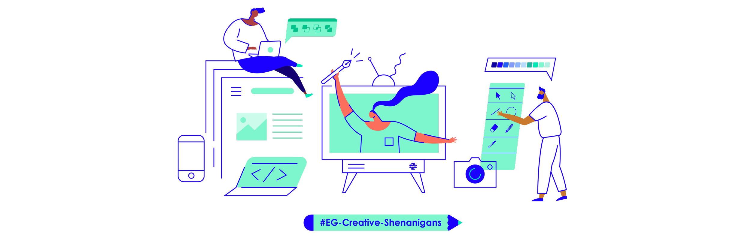 One of the most fun but time consuming parts of this branding work was illustrating scenes and people. I wanted to make sure that I created a clear, easy-to-produce system of drawing.