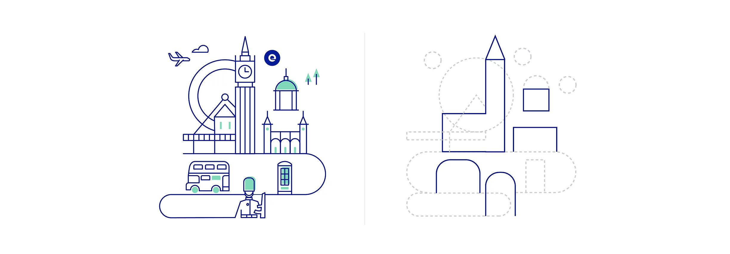 The general rule is to build scenes off of an invisible grid, using basic shapes, lines and structured curves.