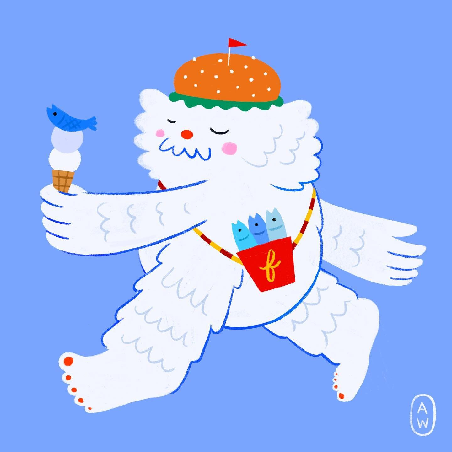 21 Bun
.
.
It was Friday, and every Friday Yule the Yeti walked over to Frosty Fish and got his usual bag of frozen fish sticks and double scoop of Flippin Floppin Flurry. It was the best part of his week...aside from watching reruns of The Office an