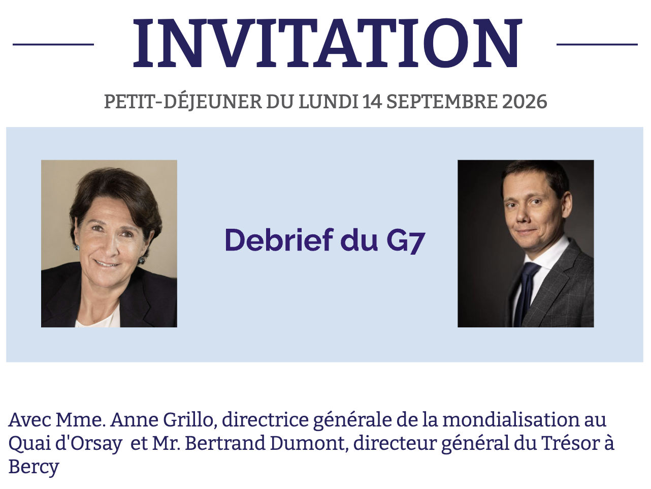 Petit-déjeuner du 14 septembre 2026