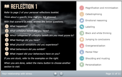 Working through a series of practical psychological tools following the evidenced based STOPP process