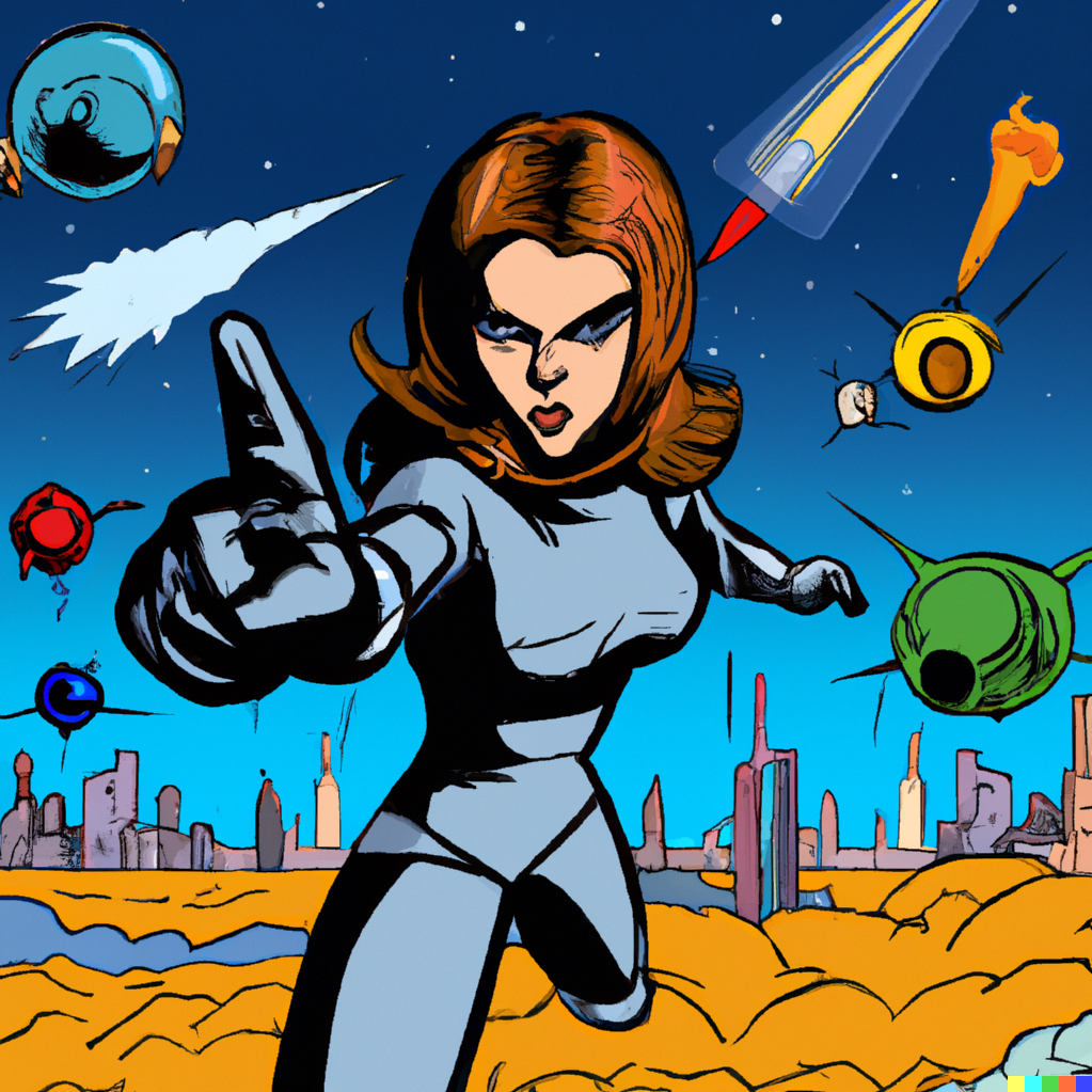DALL%C2%B7E+2022-10-11+11.27.00+-+Heroine+defending+space+against+villains+and+space+debris%2C+comic+style+60s.png