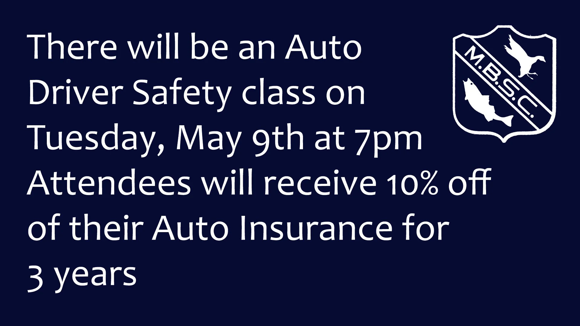 Driver Safety Class — Manhasset Bay Sportsmens Club
