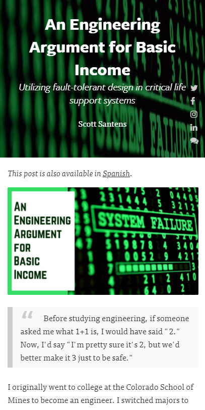 An Engineering Argument for Basic Income