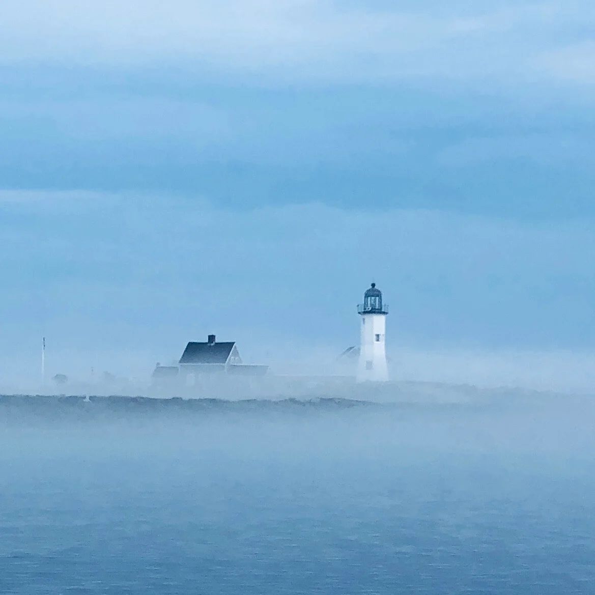 Passing the old Scituate lighthouse as we motor out.
