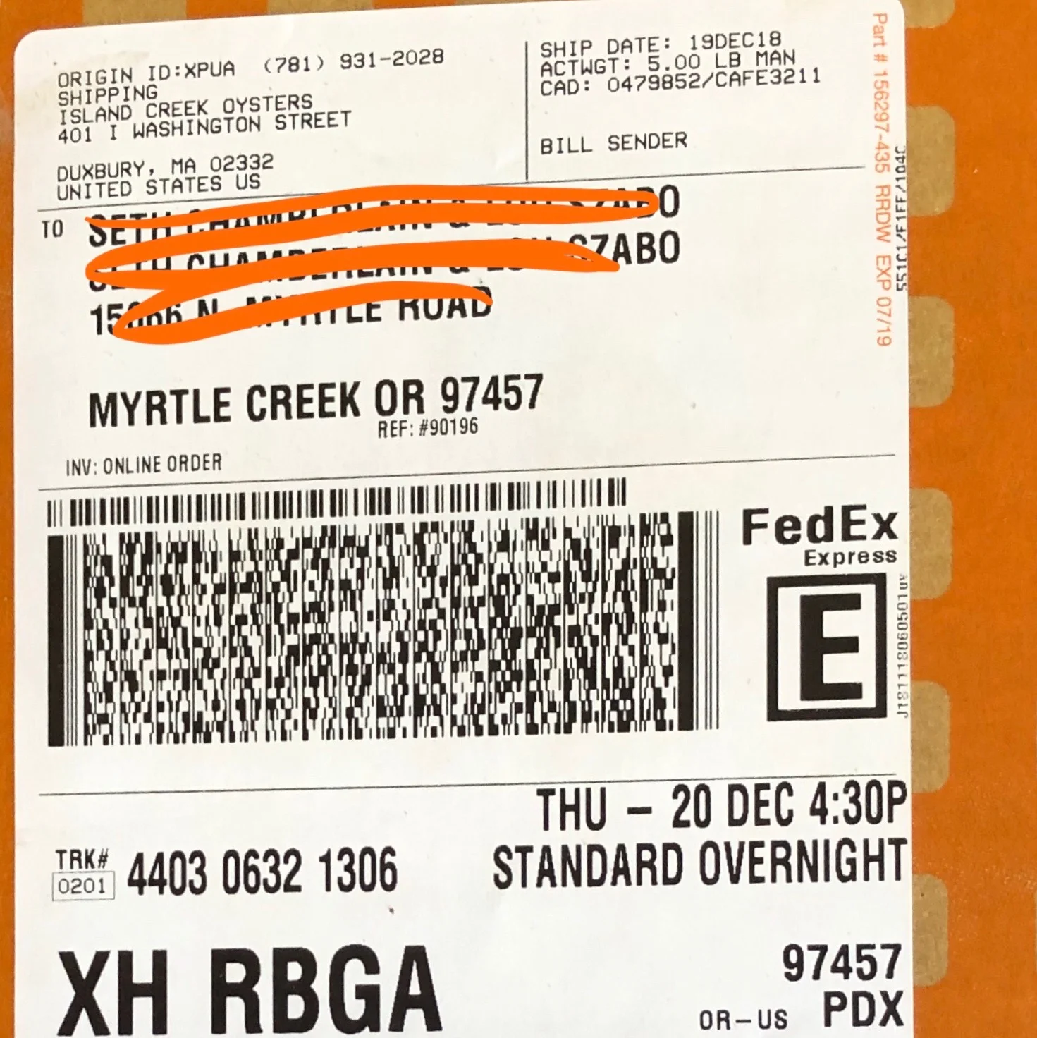 It was coordinated mayhem around campus during the week prior to the holidays. On December 17 alone, Ursula and we farmers delivered about 1,200 fifty-count bags and 1,200 twelve-count bags * to Operations for holiday shipments to places like the one above. * translates to around 74,000 oysters that were counted, bagged and zip-tied by farmers, then tagged, boxed and staged for delivery by Operations.