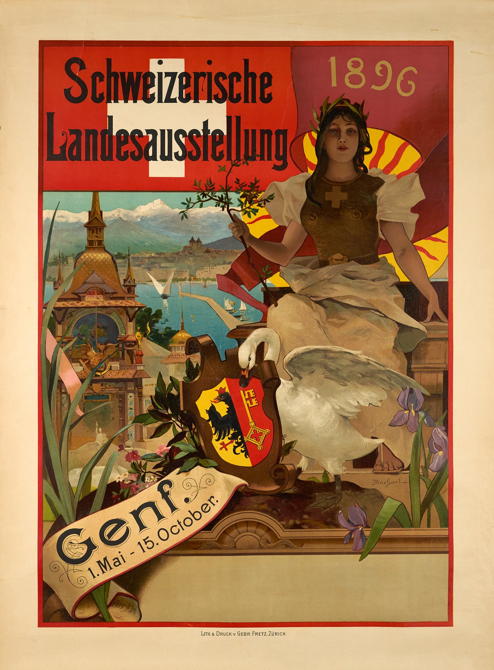Vintage poster of the Schweizerische Landesausstellung, Genf, 1898.