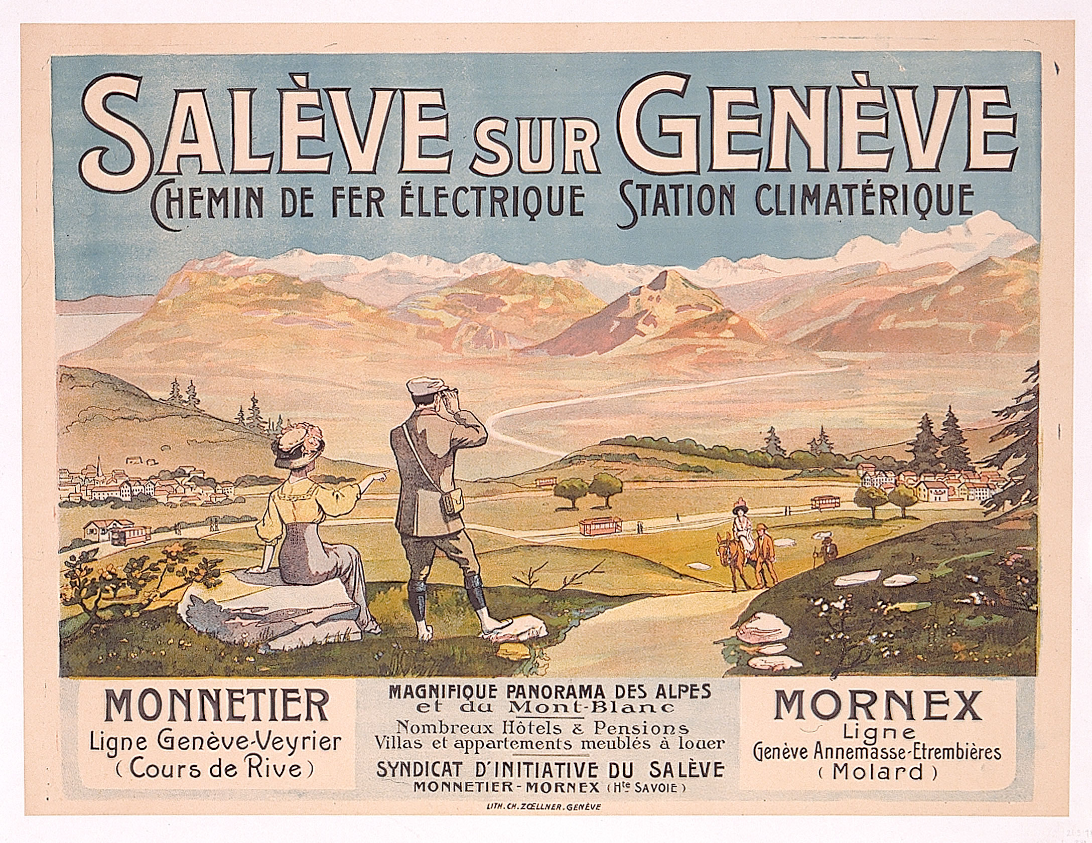 Vintage poster of the Chemin de Fer Electrique Genève-Salève.