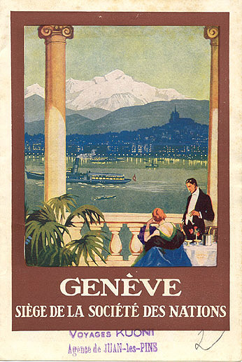 Vintage poster of Geneva and the United Nations.