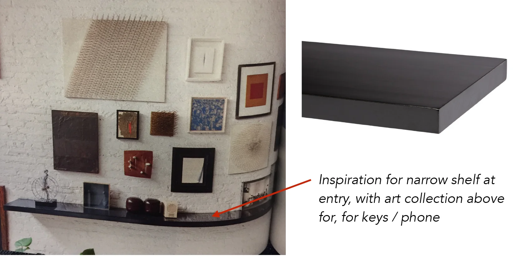 GALLERY WALL OVER FLOATING SHELF