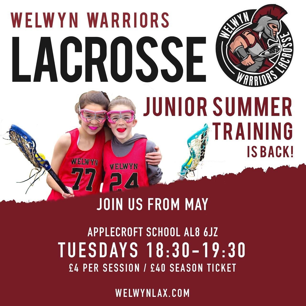 We get started on the 21st May for the start of our junior summer sessions! Give us a message if you&rsquo;re interested and like to know more!

#WelwynWarriors #Lacrosse #Hertfordshire #Welwyn #Hatfield #GrowTheGame