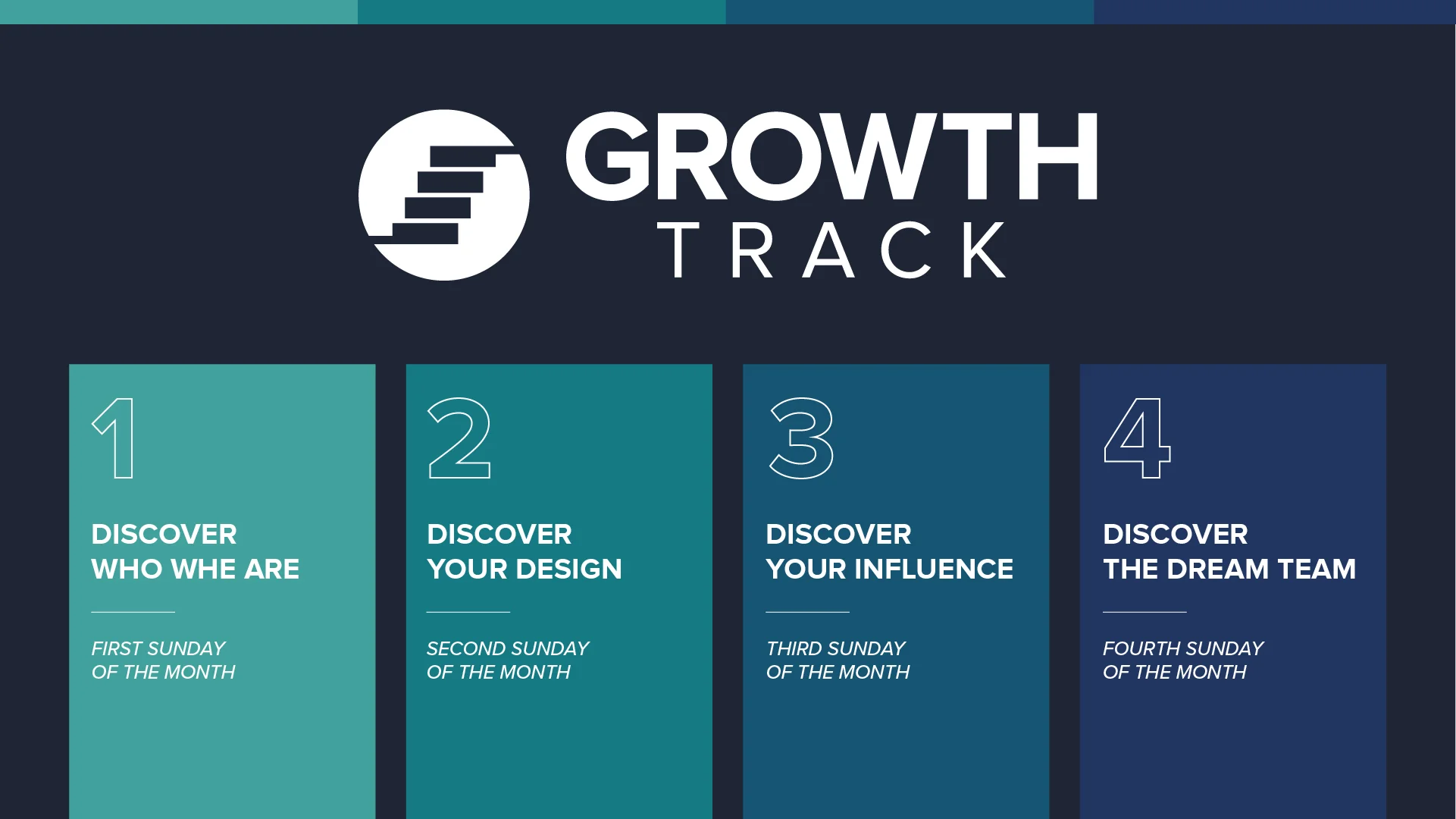 Each week we will discover the beginning steps to becoming a fully devoted follower of Jesus Christ. Salvation, baptism, membership, connect groups, spiritual gifts, personality assessments and serving are all part of these steps. We look forward to seeing every person move forward in finding their purpose and identity in Christ. To learn more about the Growth Track, click here!