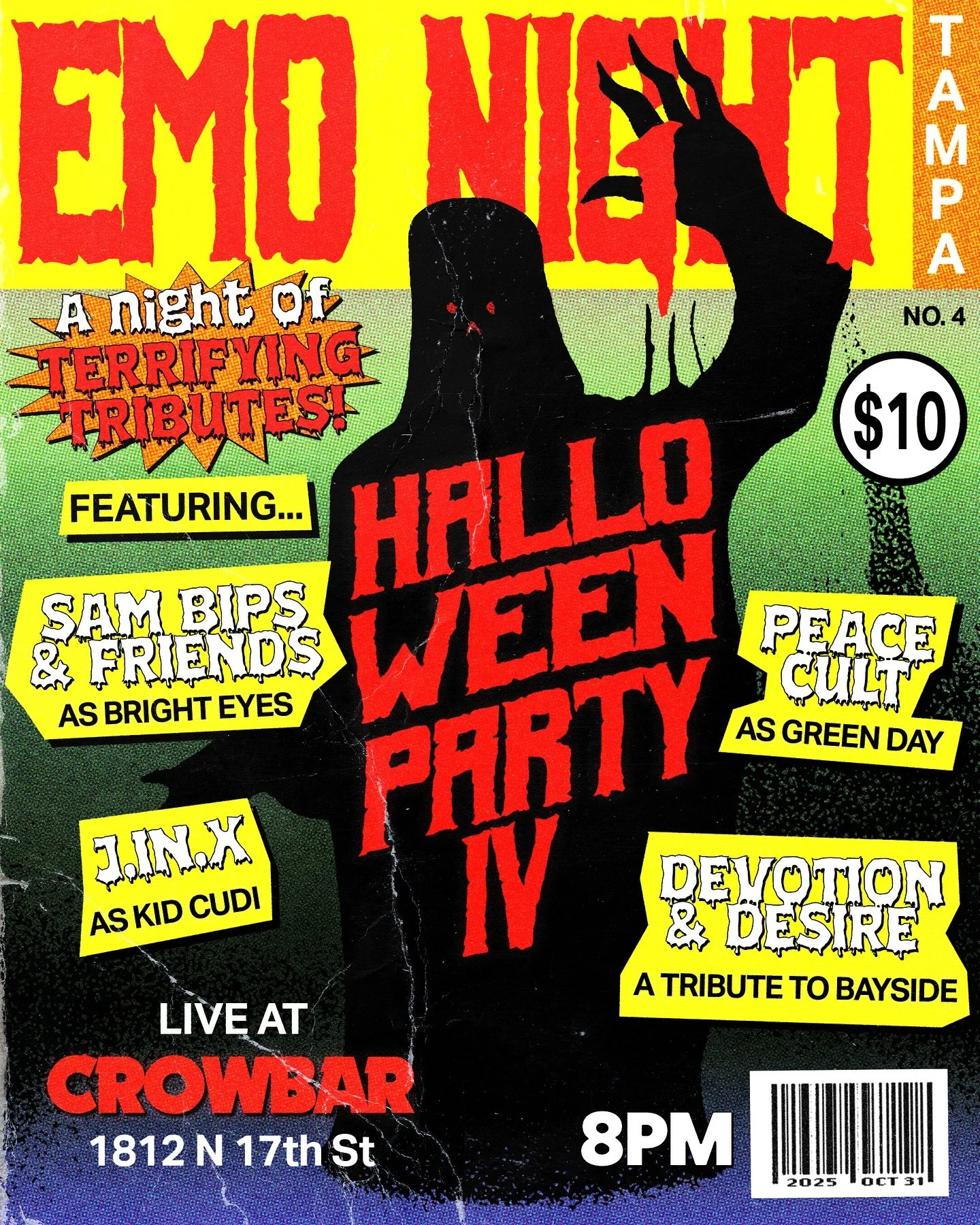 Yoooo!  In case ya missed the memo, we are back with another covers party on Halloween night at @crowbarybor.  Our buddy @sambips &amp; Friends wil be covering Bright Eyes. Making their first ENT appearance, @peacecultband will be taking on Green Day