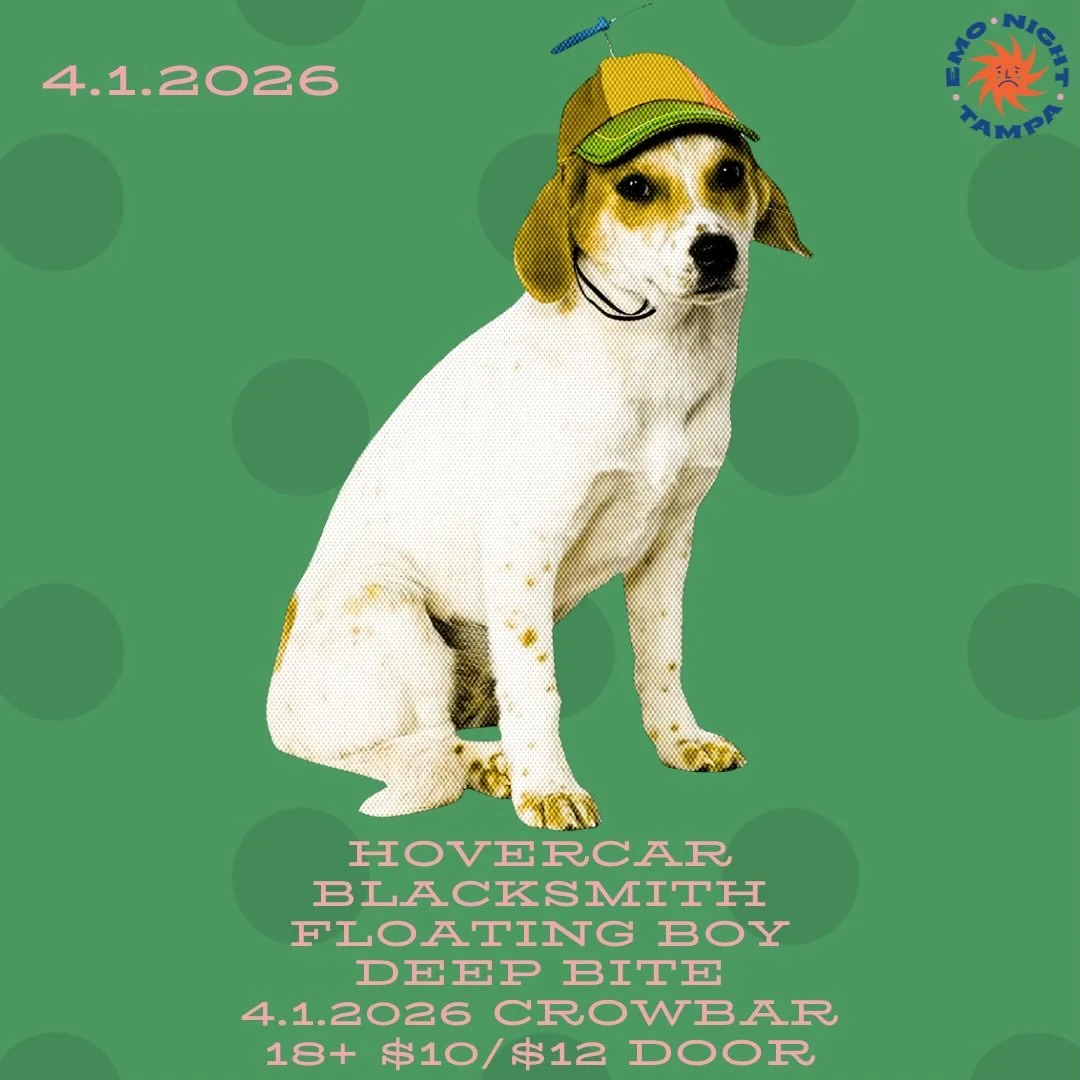 Emo Night Tampa presents a very rad show at @crowbarybor! April 1st 2026 we&rsquo;ve got @hovercar.fl, @blacksmithtpa, @floatingboyfl, and @deepxbite!  This is no foolin&rsquo; folks, gonna be good times. Doors are at 8. See you then!

Ticket link in