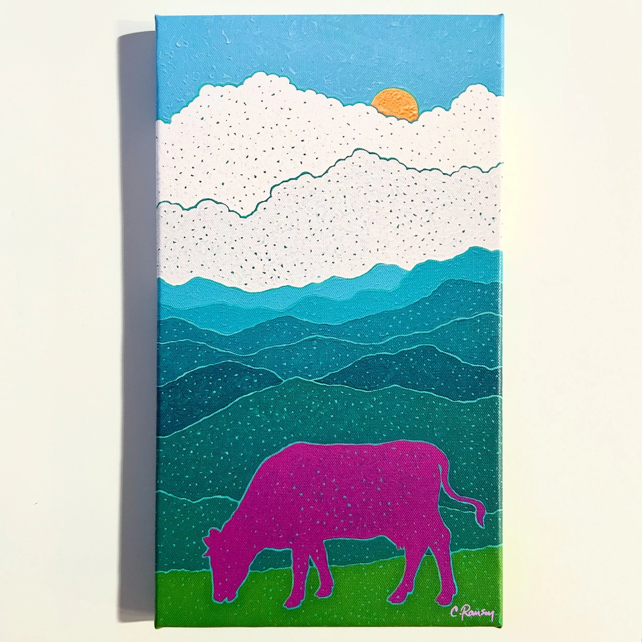 "pink cow on the parkway" (8x14" print)