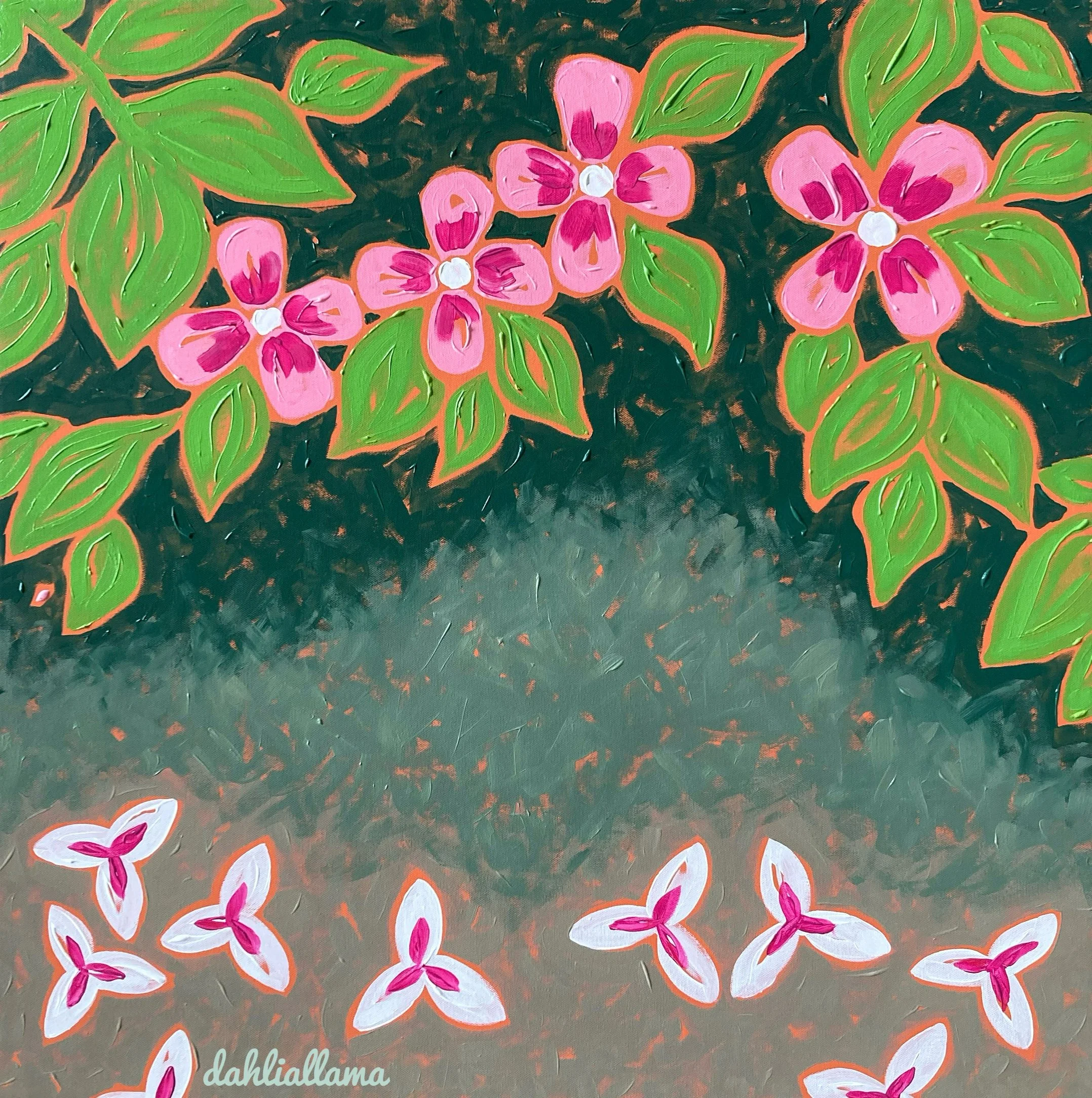 "dogwood + trillium" (30x30")