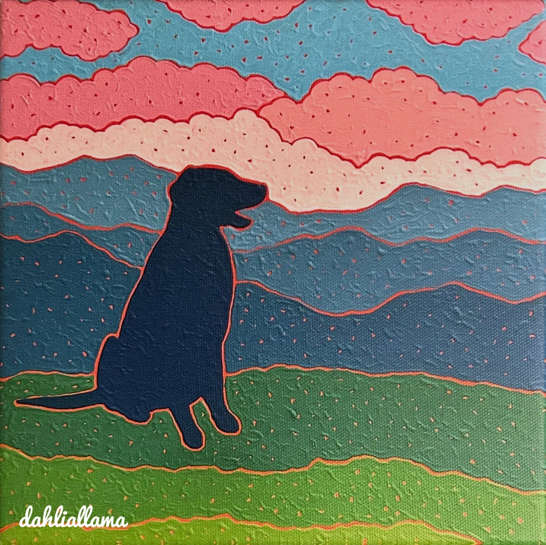 "blue ridge puffy cloud dog" (8x8" print)