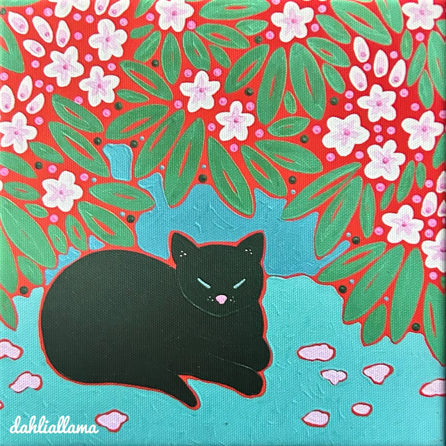 "black cat under rhodos 2" (8x8" print)