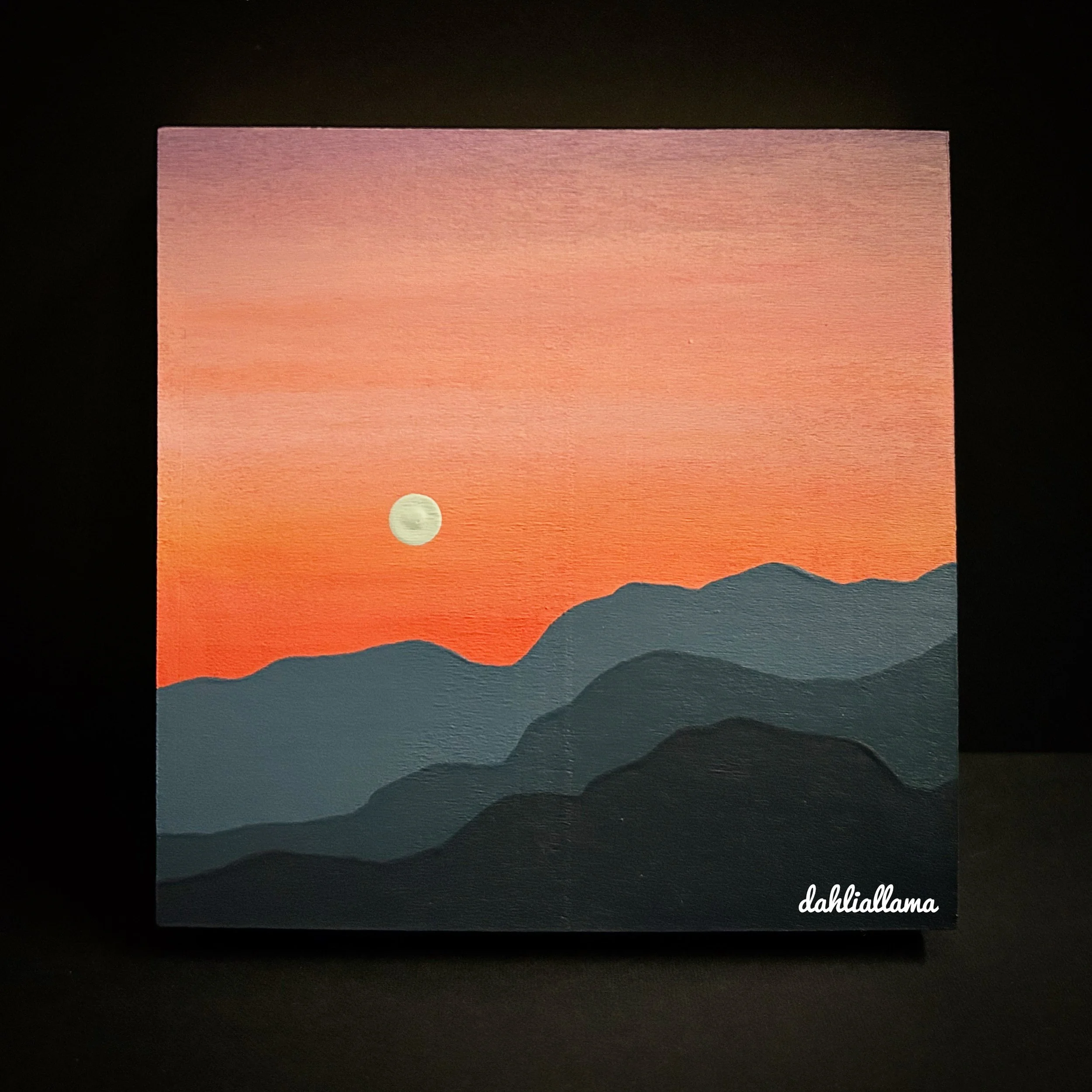 'mountainscape w/moon' mini 3 (5x5")
