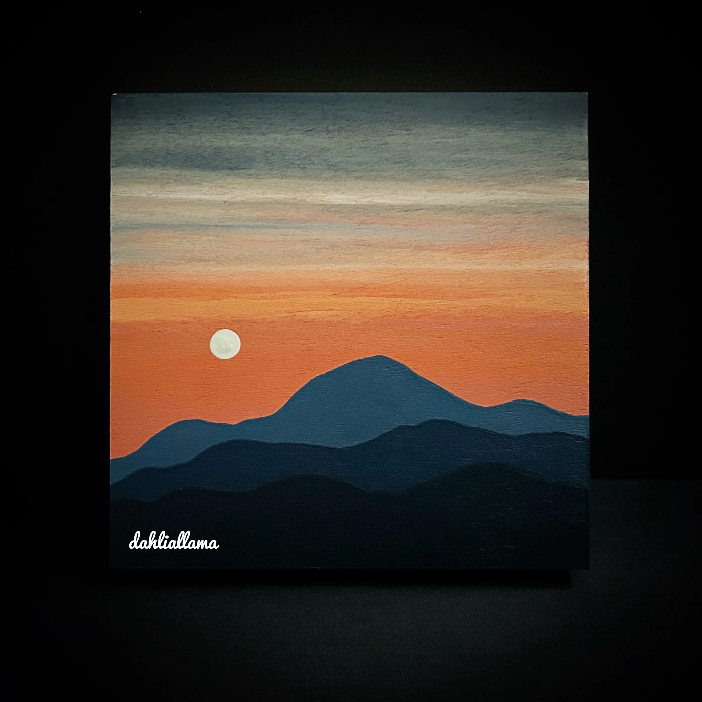 'mountainscape w/moon' mini 5 (5x5")