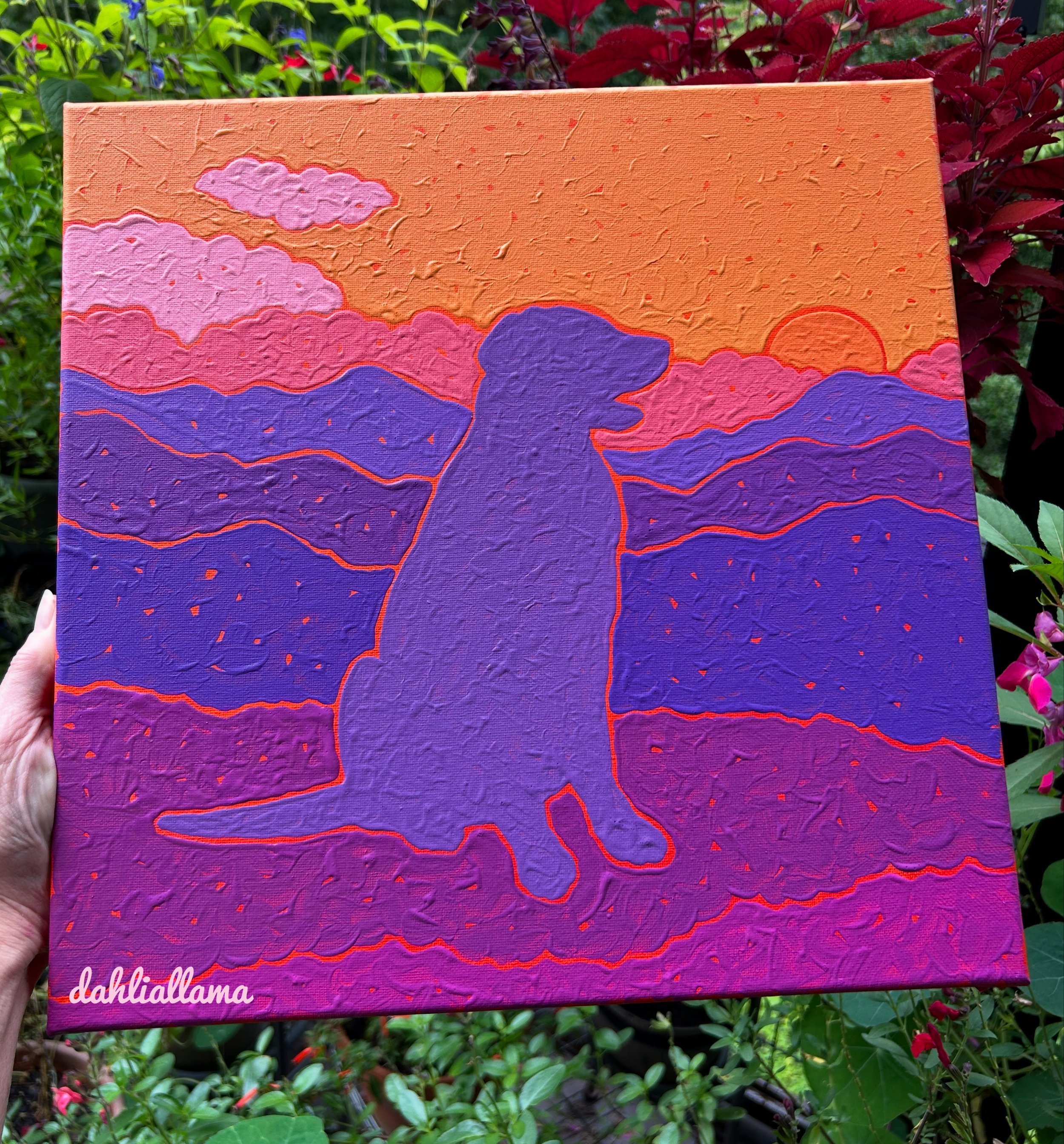 "sunset dog" (14x14")