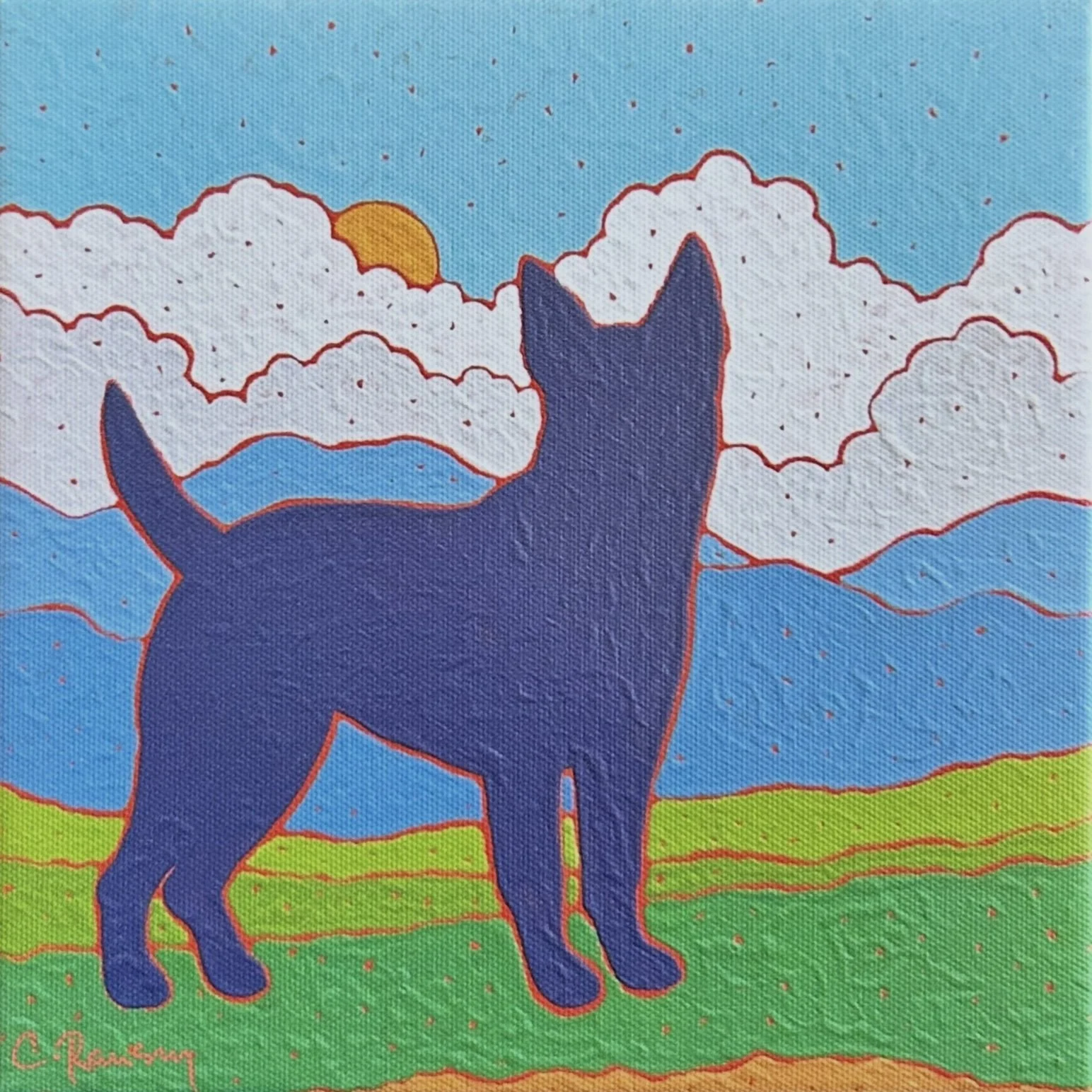 "october dog2 " (8x8" print)