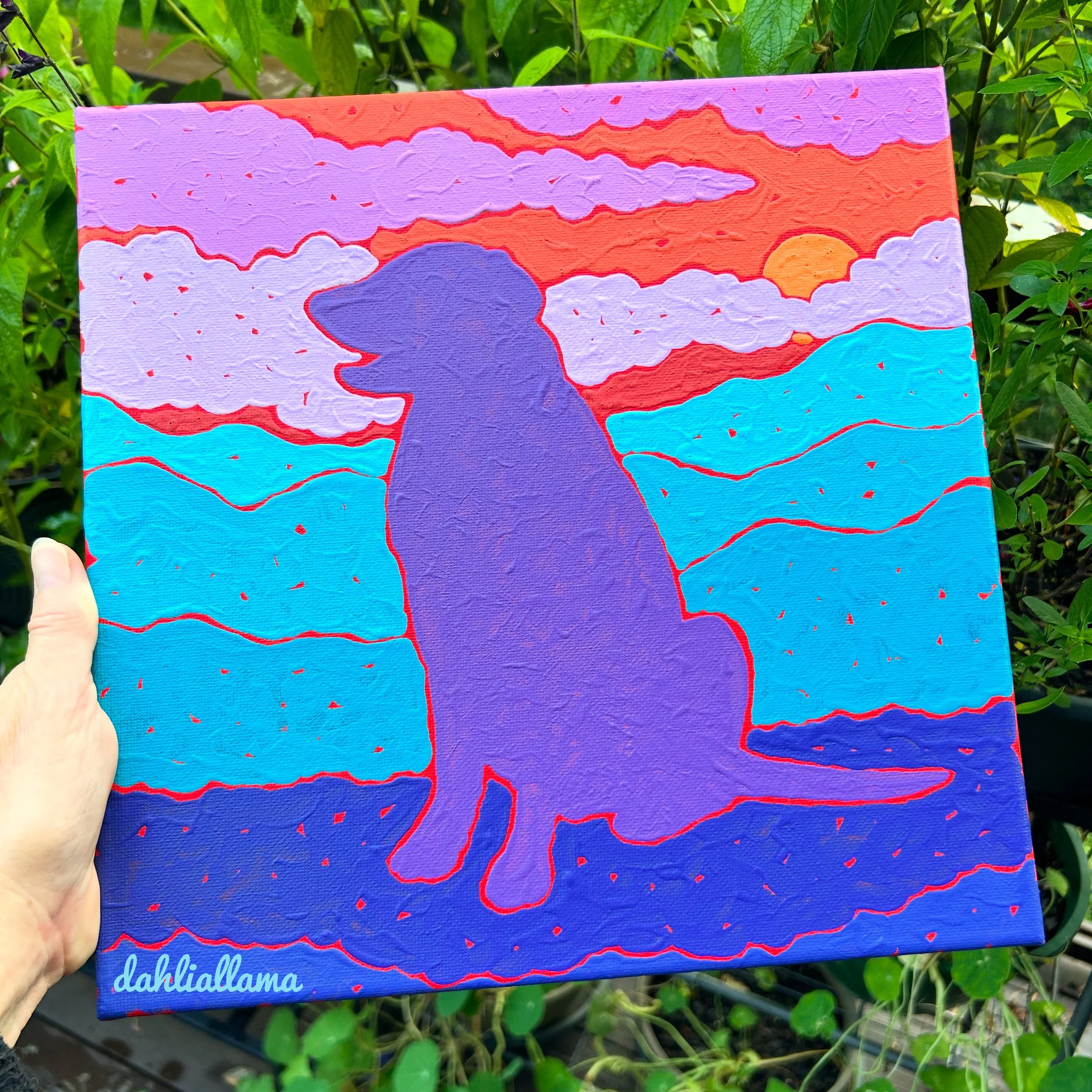 "blue ridge purple dog" (12x12")