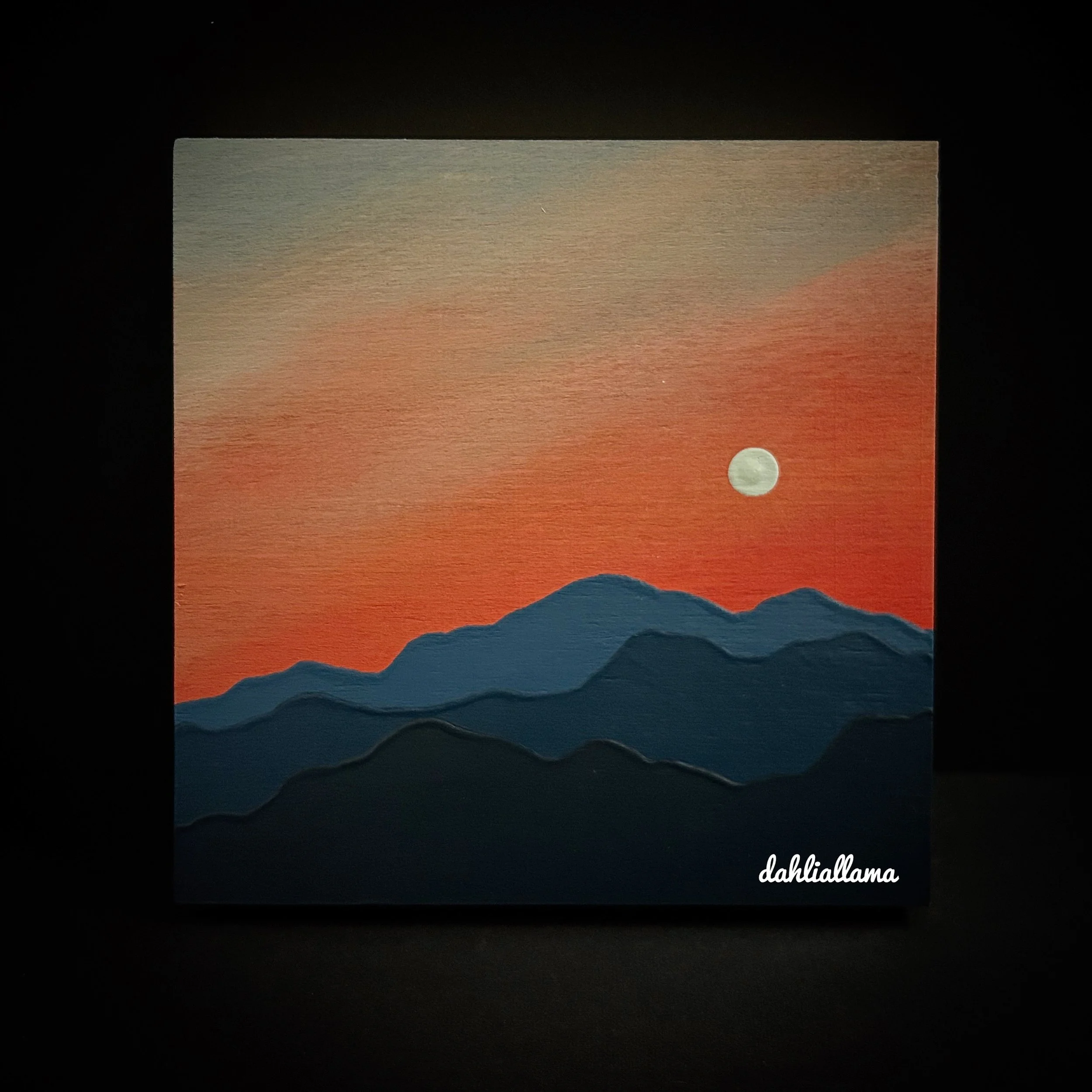 'mountainscape w/moon' mini 4 (5x5")