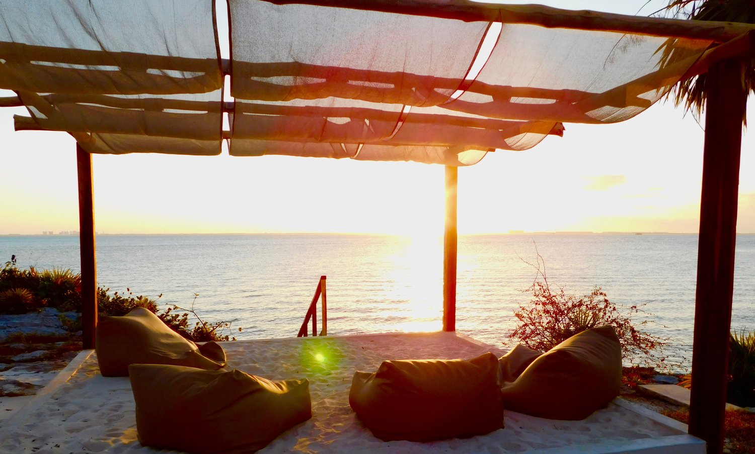 Casa Coco Beach Lounge Sunset with Bean Bags