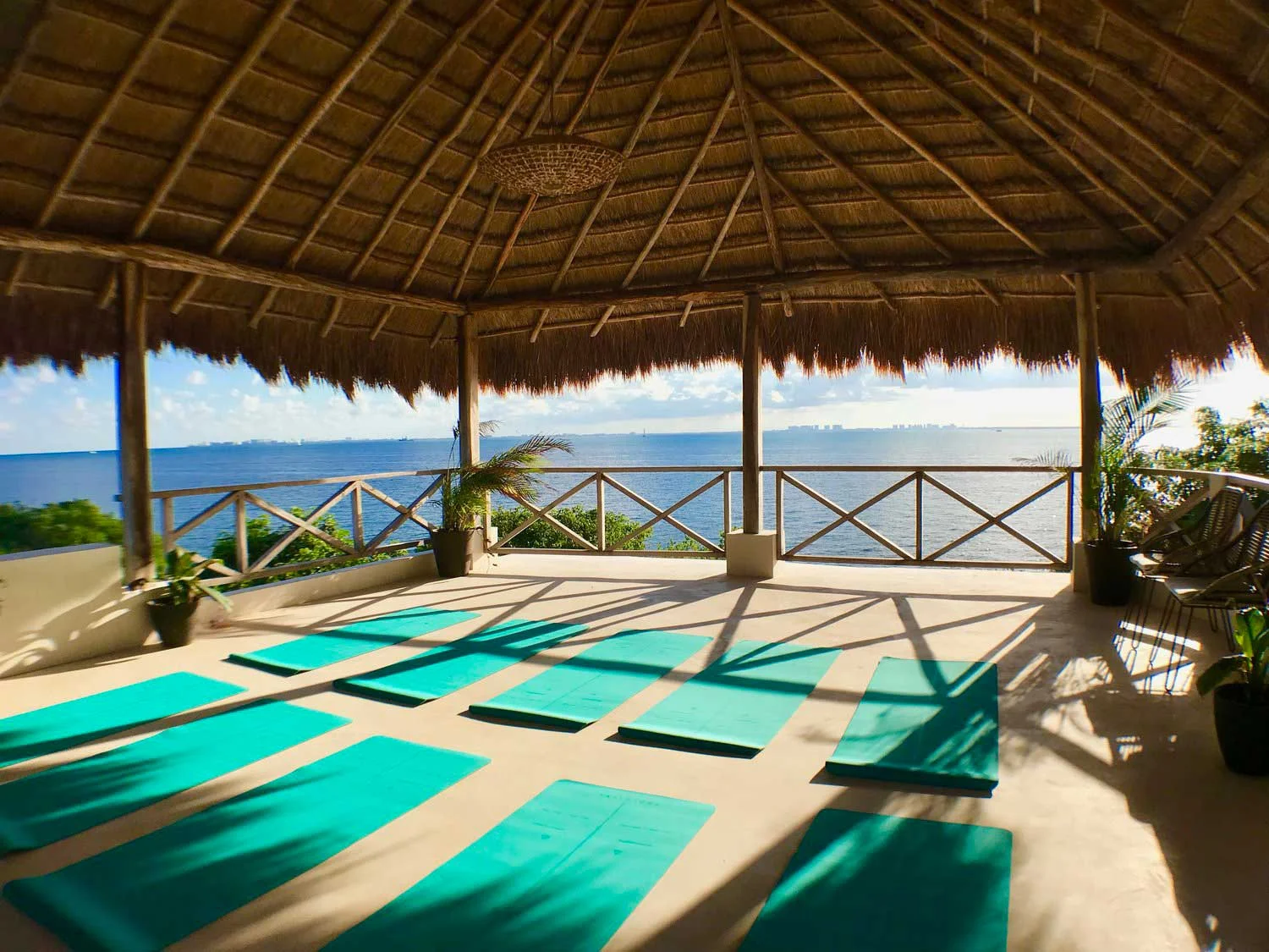 Casa Coco Yoga Palapa Left Corner Green Mats
