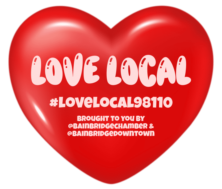 Red Heart with the words "Love Local" #lovelocal98110