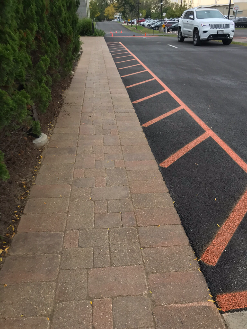 After: removed snow plow marks and tar, new sand and sealed. Chicago Bears Halas Hall