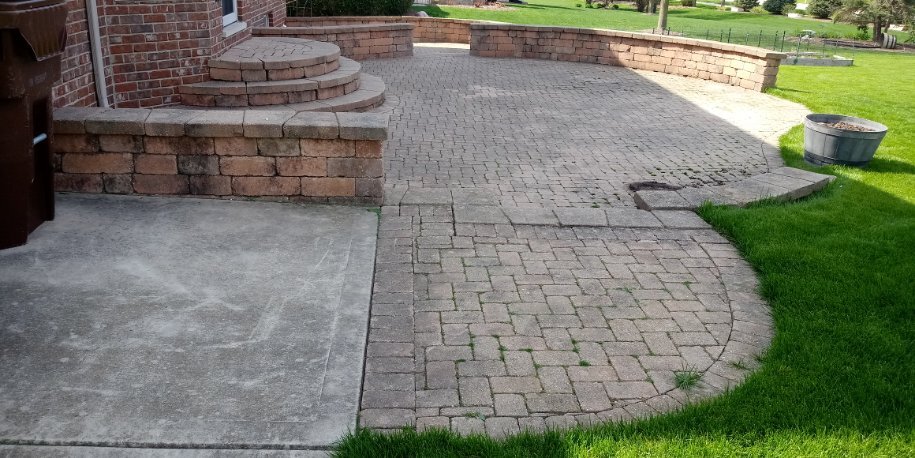 Before: patio, walls and steps
