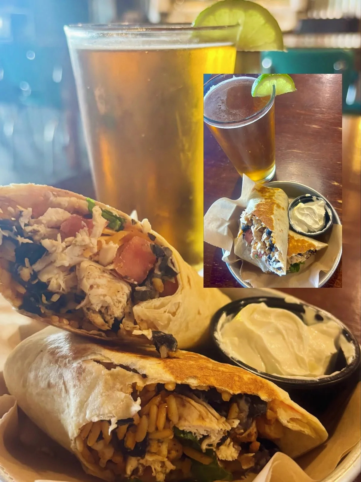 $5 Burrito Tuesday &amp; a Happy Cinco de Mayo! We have a shredded chicken burrito with black beans, seasoned rice, lettuce, tomato, cheddar cheese and a side of sour cream tonight! Along with our Happy Hour from 4-6, you don&rsquo;t want to miss thi