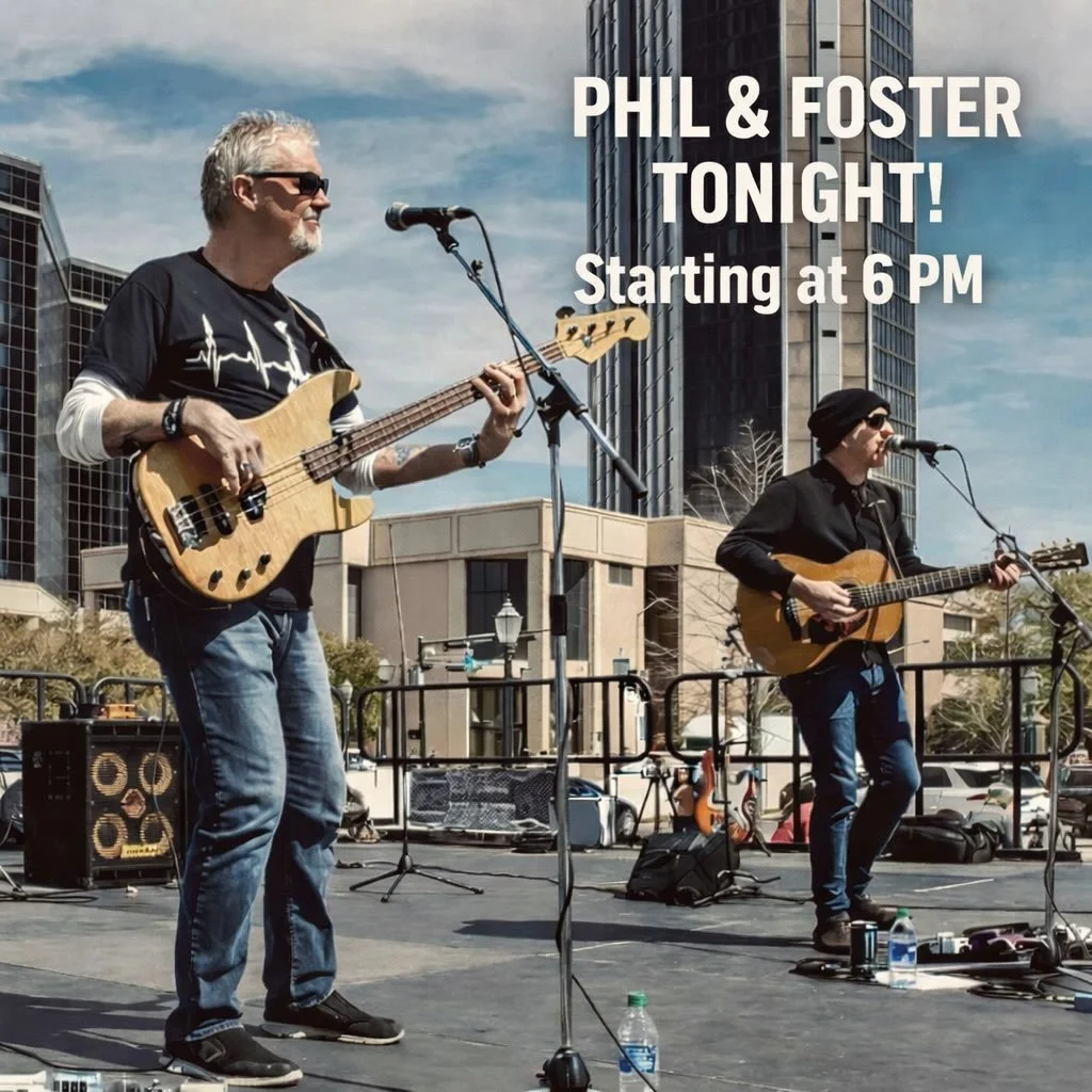 We have your Saturday night plans all set- @philnfoster playing us their great music tonight, starting at 6PM 🎸 Happy Hour starts at 4PM- $2 off appetizers, draft beers, house wines, and house liquors🍻 See you there 😎