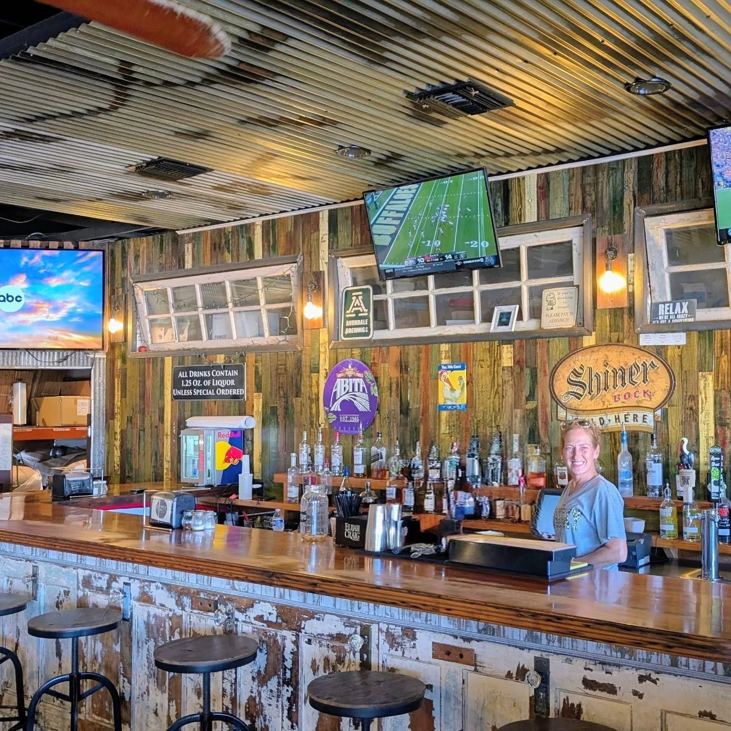 Yes we are open!! Come by and see us for some football on the screens and Bama vs Georgia with surround sound, inside &amp; out.